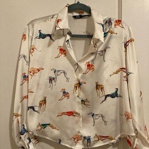 Oversized dog prints zara blouse